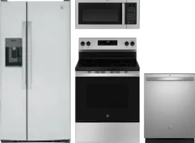 4 Piece Package Includes Refrigerator, Range, Microwave And Dishwasher