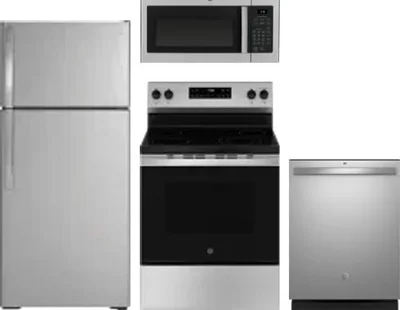 4 Piece Package Includes Refrigerator, Range, Microwave And Dishwasher