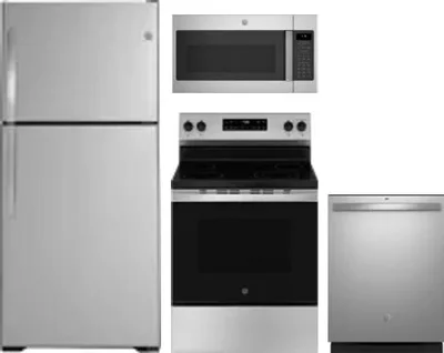 4 Piece Package Includes Refrigerator, Range, Microwave And Dishwasher