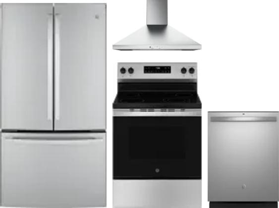 4 Piece Package Includes Refrigerator, Range, Hood And Dishwasher