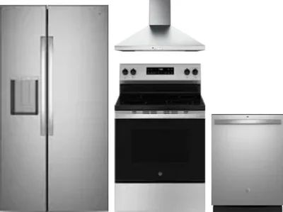 4 Piece Package Includes Refrigerator, Range, Hood And Dishwasher
