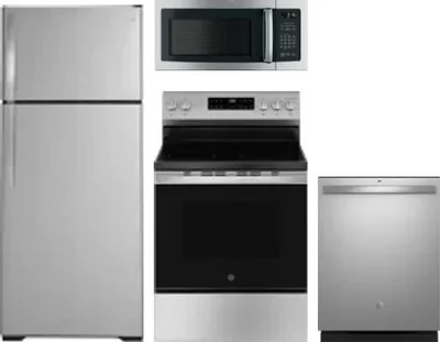 4 Piece Package Includes Refrigerator, Range, Microwave And Dishwasher