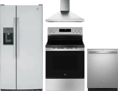 4 Piece Package Includes Refrigerator, Range, Hood And Dishwasher