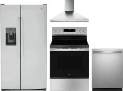 4 Piece Package Includes Refrigerator, Range, Hood And Dishwasher