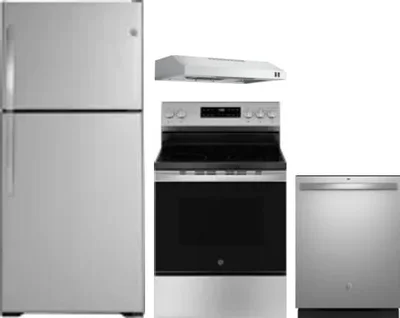 4 Piece Package Includes Refrigerator, Range, Hood And Dishwasher