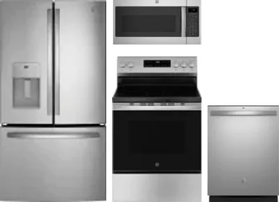 4 Piece Package Includes Refrigerator, Range, Microwave And Dishwasher