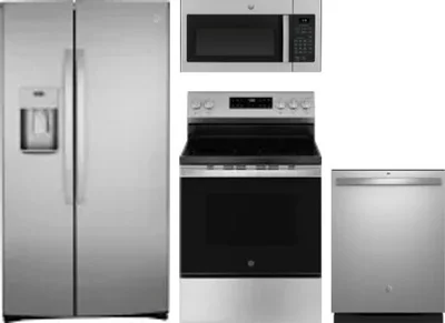 4 Piece Package Includes Refrigerator, Range, Microwave And Dishwasher