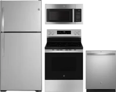 4 Piece Package Includes Refrigerator, Range, Microwave And Dishwasher