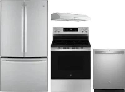 4 Piece Package Includes Refrigerator, Range, Hood And Dishwasher