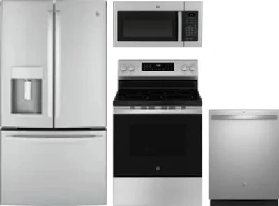 4 Piece Package Includes Refrigerator, Range, Microwave And Dishwasher