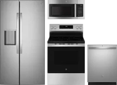 4 Piece Package Includes Refrigerator, Range, Microwave And Dishwasher