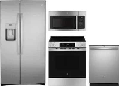 4 Piece Package Includes Refrigerator, Range, Microwave And Dishwasher