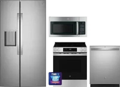 4 Piece Package Includes Refrigerator, Range, Microwave And Dishwasher