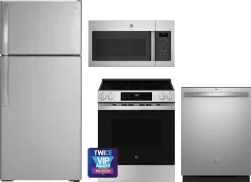 4 Piece Package Includes Refrigerator, Range, Microwave And Dishwasher