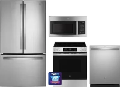 4 Piece Package Includes Refrigerator, Range, Microwave And Dishwasher