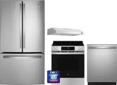 4 Piece Package Includes Refrigerator, Range, Hood And Dishwasher