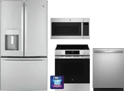 4 Piece Package Includes Refrigerator, Range, Microwave And Dishwasher