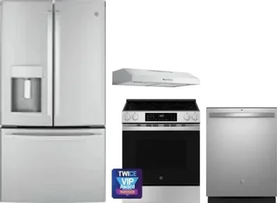 4 Piece Package Includes Refrigerator, Range, Hood And Dishwasher
