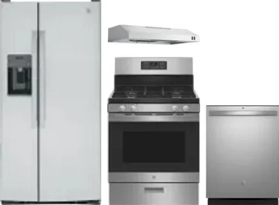 4 Piece Package Includes Refrigerator, Range, Hood And Dishwasher