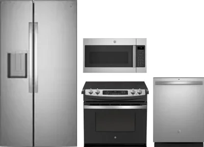 4 Piece Package Includes Refrigerator, Range, Microwave And Dishwasher
