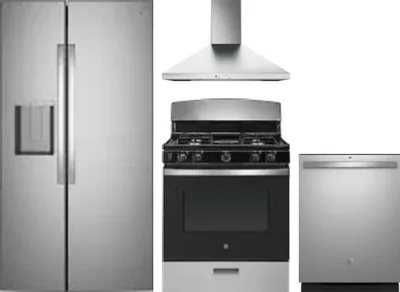 4 Piece Package Includes Refrigerator, Range, Hood And Dishwasher