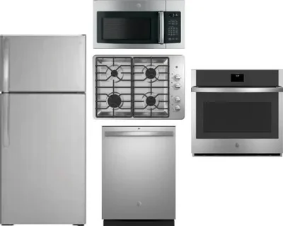 5 Piece Package Includes Refrigerator, Cooktop, Wall Oven, Microwave And Dishwasher