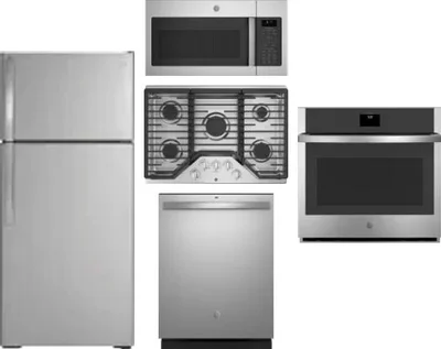 5 Piece Package Includes Refrigerator, Cooktop, Wall Oven, Microwave And Dishwasher