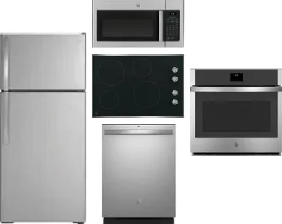 5 Piece Package Includes Refrigerator, Cooktop, Wall Oven, Microwave And Dishwasher