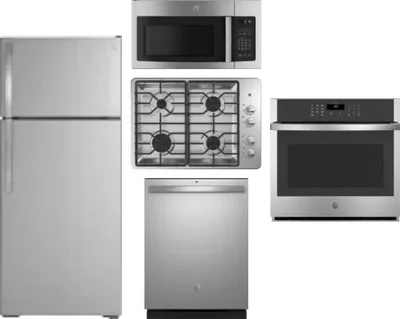 5 Piece Package Includes Refrigerator, Cooktop, Wall Oven, Microwave And Dishwasher