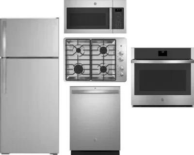 5 Piece Package Includes Refrigerator, Cooktop, Wall Oven, Microwave And Dishwasher
