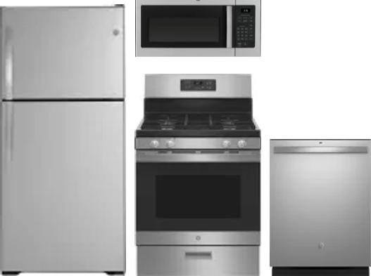 4 Piece Package Includes Refrigerator, Range, Microwave And Dishwasher