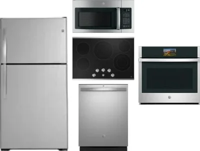5 Piece Package Includes Refrigerator, Cooktop, Wall Oven, Microwave And Dishwasher