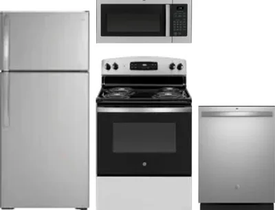 4 Piece Package Includes Refrigerator, Range, Microwave And Dishwasher