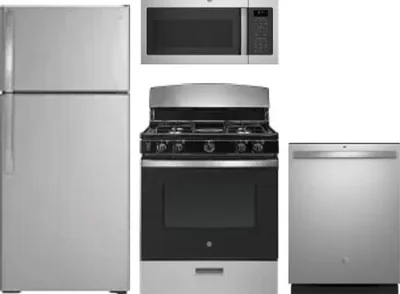 4 Piece Package Includes Refrigerator, Range, Microwave And Dishwasher