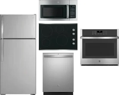 5 Piece Package Includes Refrigerator, Cooktop, Wall Oven, Microwave And Dishwasher
