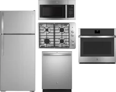 5 Piece Package Includes Refrigerator, Cooktop, Wall Oven, Microwave And Dishwasher
