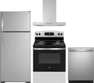 4 Piece Package Includes Refrigerator, Range, Hood And Dishwasher