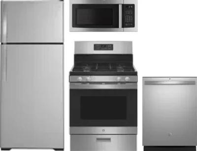 4 Piece Package Includes Refrigerator, Range, Microwave And Dishwasher