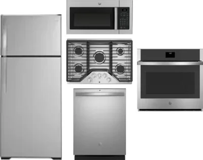 5 Piece Package Includes Refrigerator, Cooktop, Wall Oven, Microwave And Dishwasher