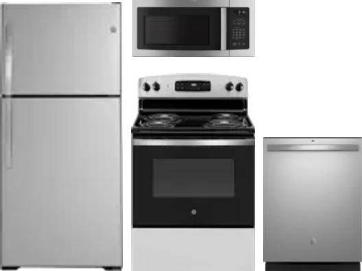4 Piece Package Includes Refrigerator, Range, Microwave And Dishwasher