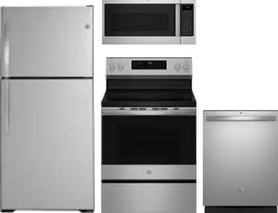 4 Piece Package Includes Refrigerator, Range, Microwave And Dishwasher