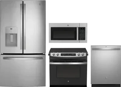 4 Piece Package Includes Refrigerator, Range, Microwave And Dishwasher