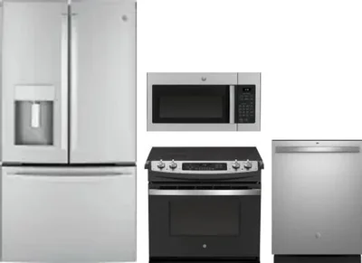 4 Piece Package Includes Refrigerator, Range, Microwave And Dishwasher