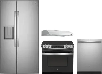 4 Piece Package Includes Refrigerator, Range, Hood And Dishwasher