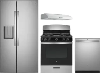 4 Piece Package Includes Refrigerator, Range, Hood And Dishwasher
