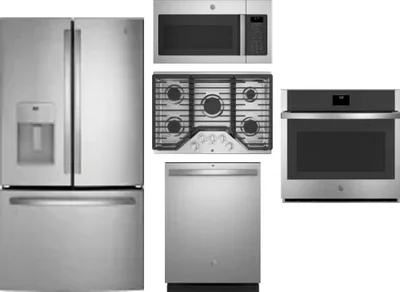5 Piece Package Includes Refrigerator, Cooktop, Wall Oven, Microwave And Dishwasher