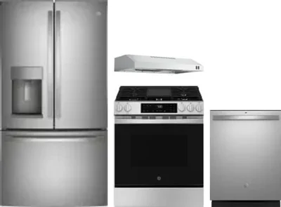 4 Piece Package Includes Refrigerator, Range, Hood And Dishwasher