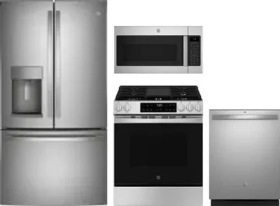 4 Piece Package Includes Refrigerator, Range, Microwave And Dishwasher