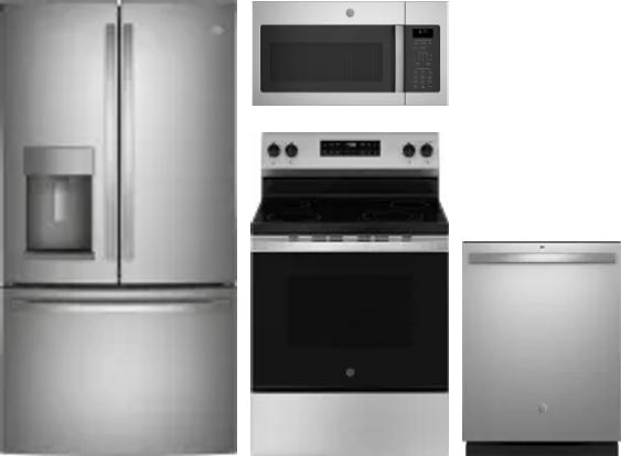 4 Piece Package Includes Refrigerator, Range, Microwave And Dishwasher