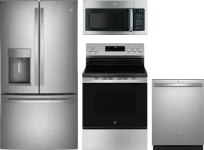 4 Piece Package Includes Refrigerator, Range, Microwave And Dishwasher